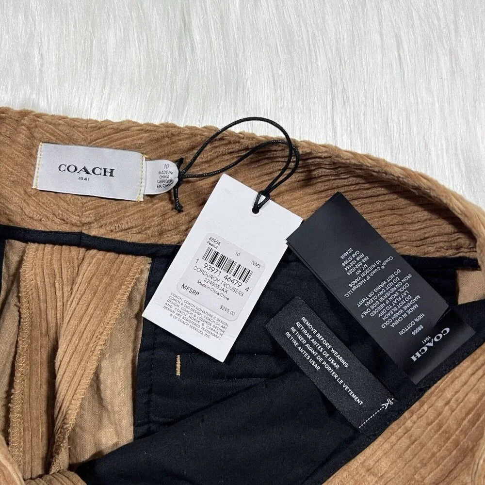 Coach Women's Size 10 Peanut Brown‎ Corduroy Trouser Pants